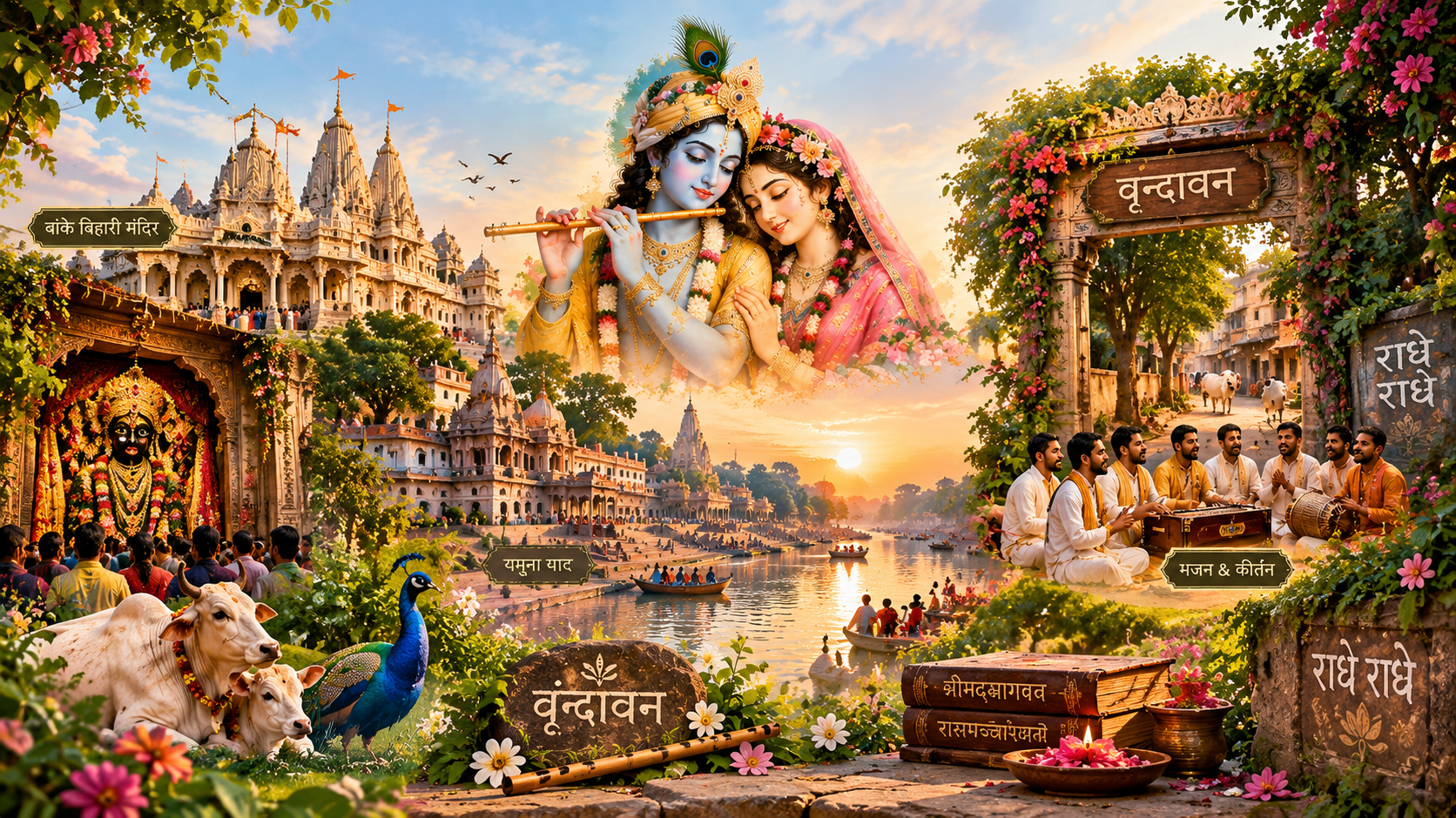 Temple architecture representing Vrindavan